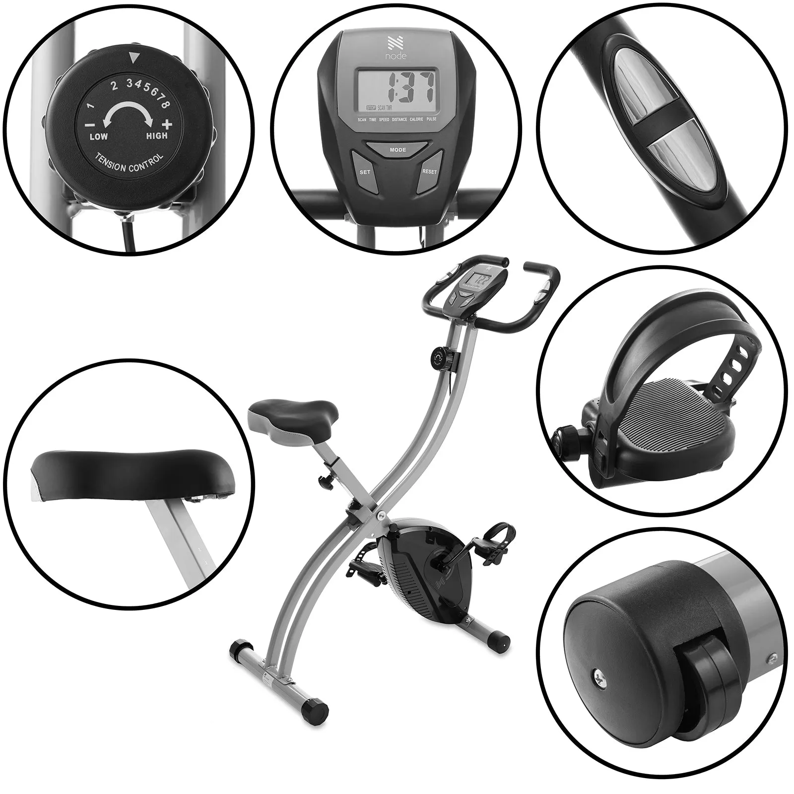 Node Fitness Stationary Folding Indoor Cycling Exercise Bike