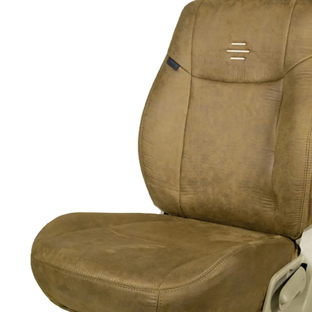Nubuck Patina Leather Feel Fabric Airbag Friendly Car Seat Cover Beige