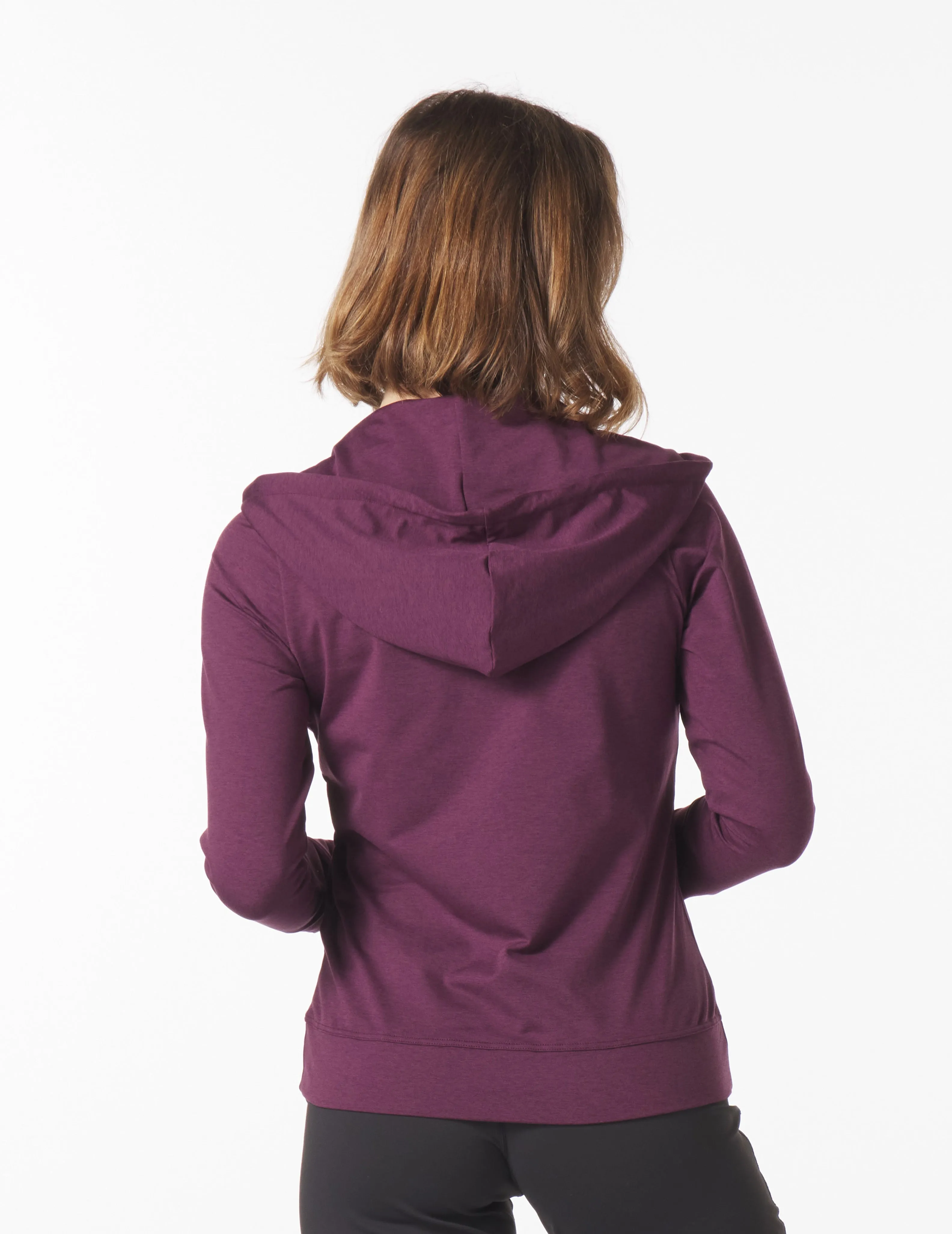 On The Go Lightweight Zip Up Hoodie: Mulberry