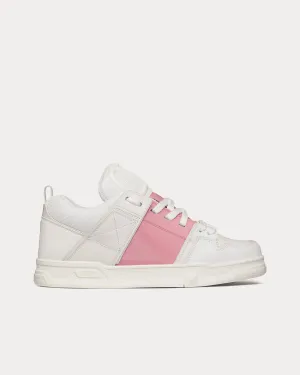 Open Skate Calfskin with Patent Leather Band White / Coral Low Top Sneakers