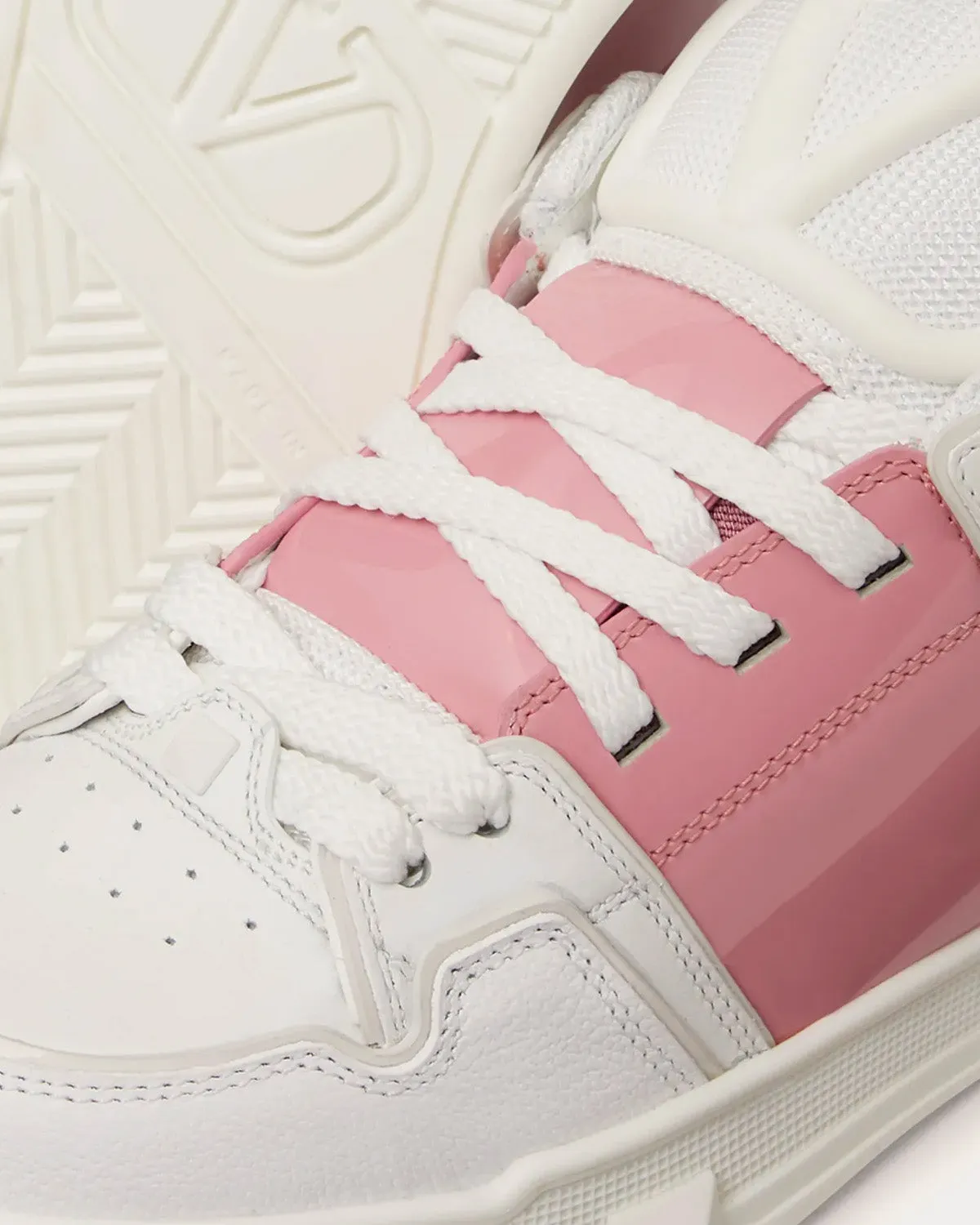 Open Skate Calfskin with Patent Leather Band White / Coral Low Top Sneakers