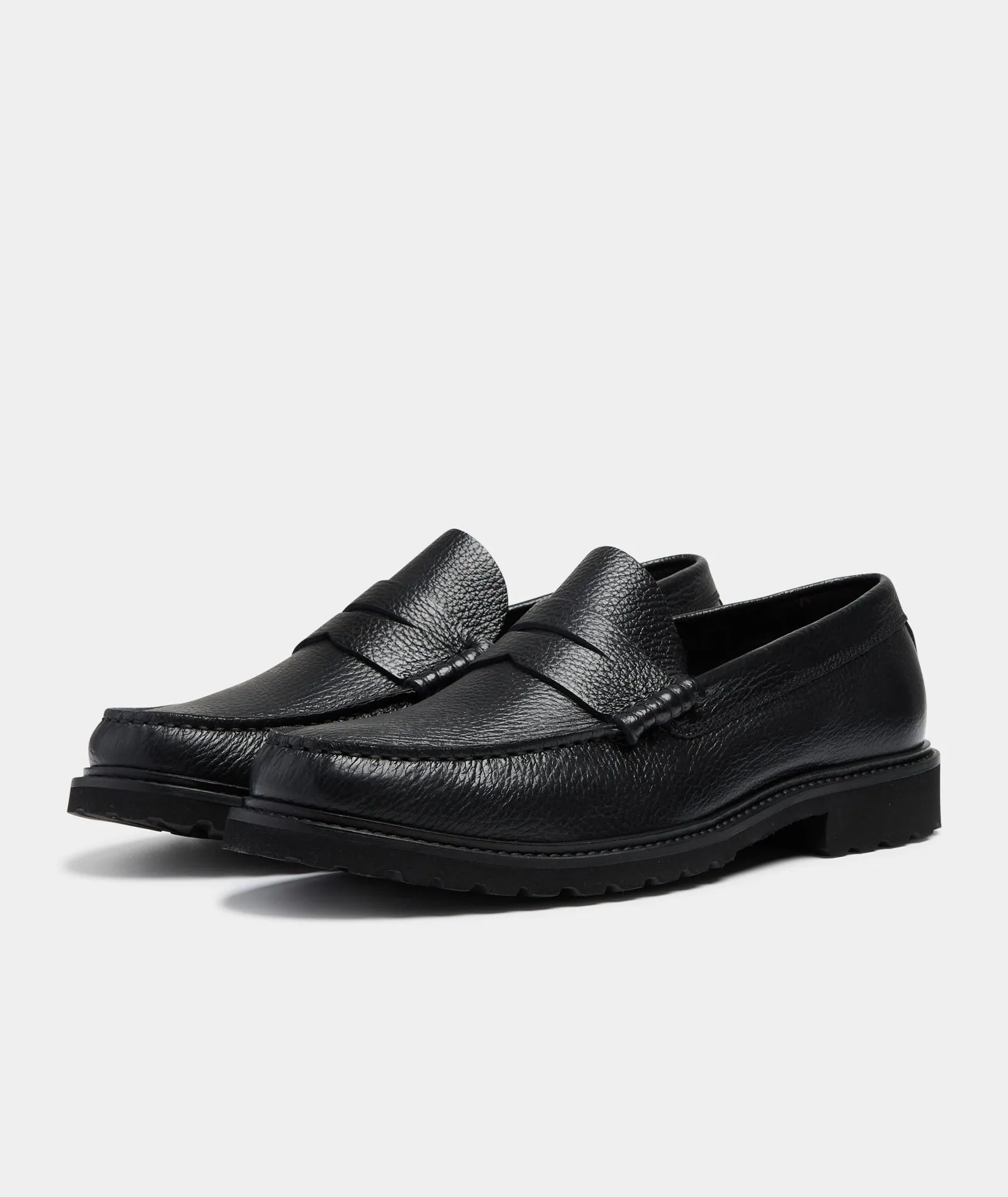 Penny Loafer - Black Tumbled Leather