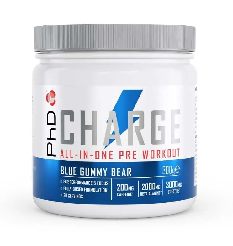 PhD Charge All-In-One Pre-Workout, Blue Gummy Bear - 300 grams