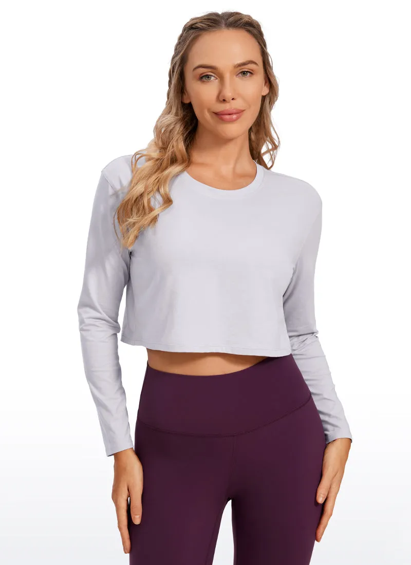 Pima Cotton Workout Cropped Long Sleeve