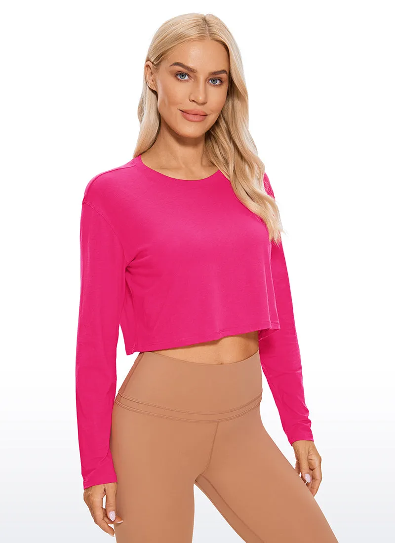 Pima Cotton Workout Cropped Long Sleeve