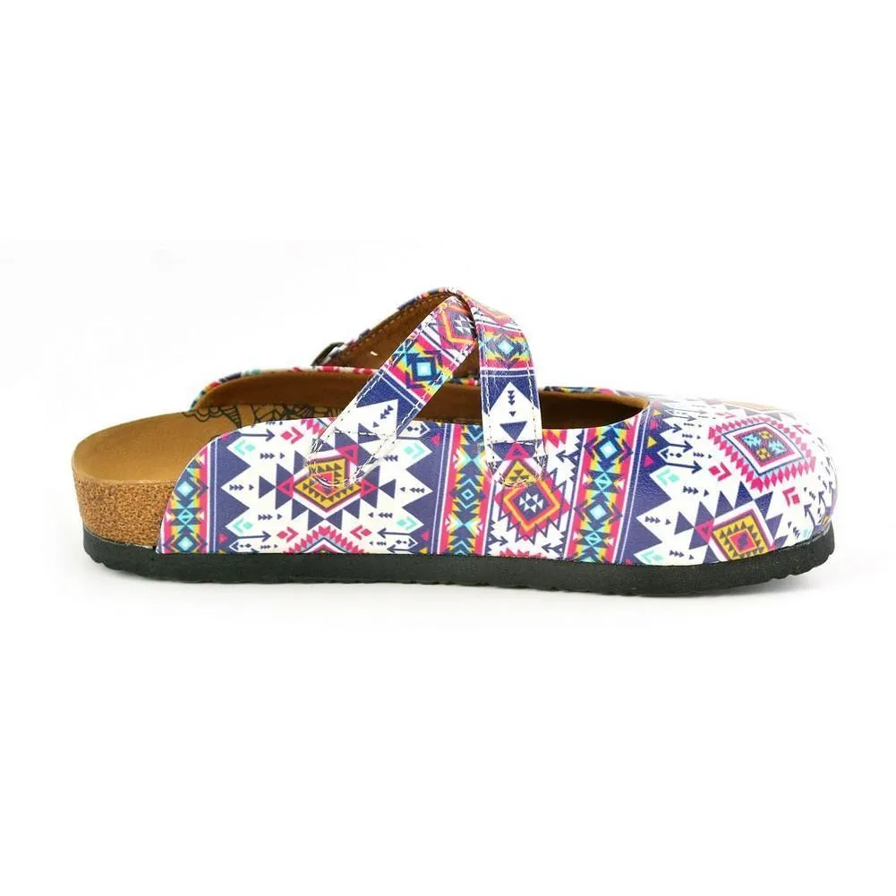 Pink & White Geometric Crisscross Clogs WCAL166