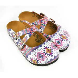 Pink & White Geometric Crisscross Clogs WCAL166