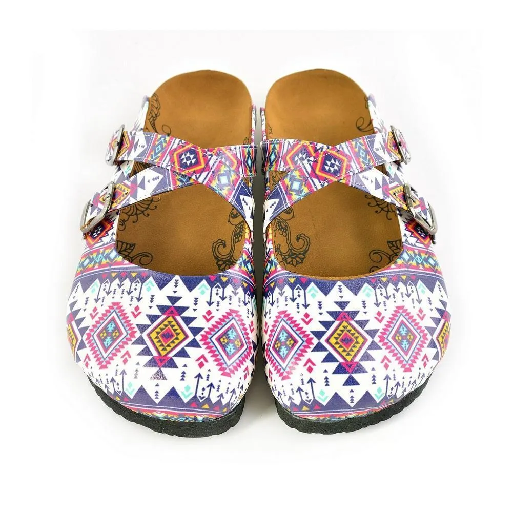 Pink & White Geometric Crisscross Clogs WCAL166