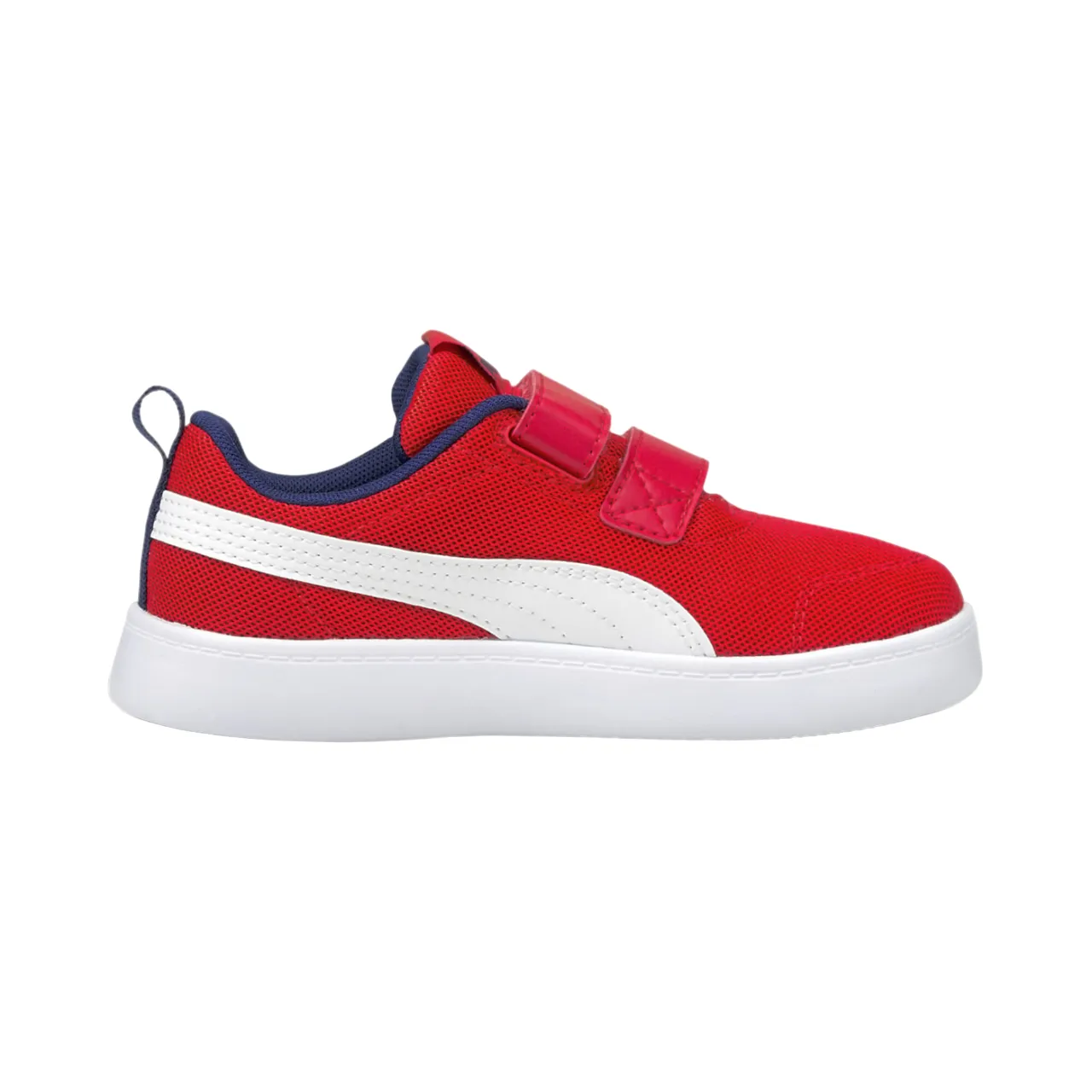 Puma scarpa sneakers da bambino con strappo in mesh traspirante Courtflex 371758 06 rosso bianco