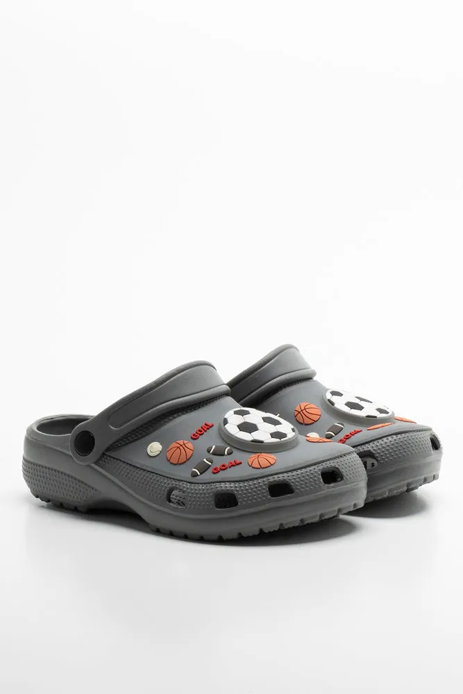 Raised Jibbitz Clog Grey