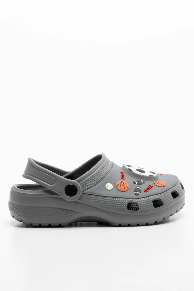 Raised Jibbitz Clog Grey