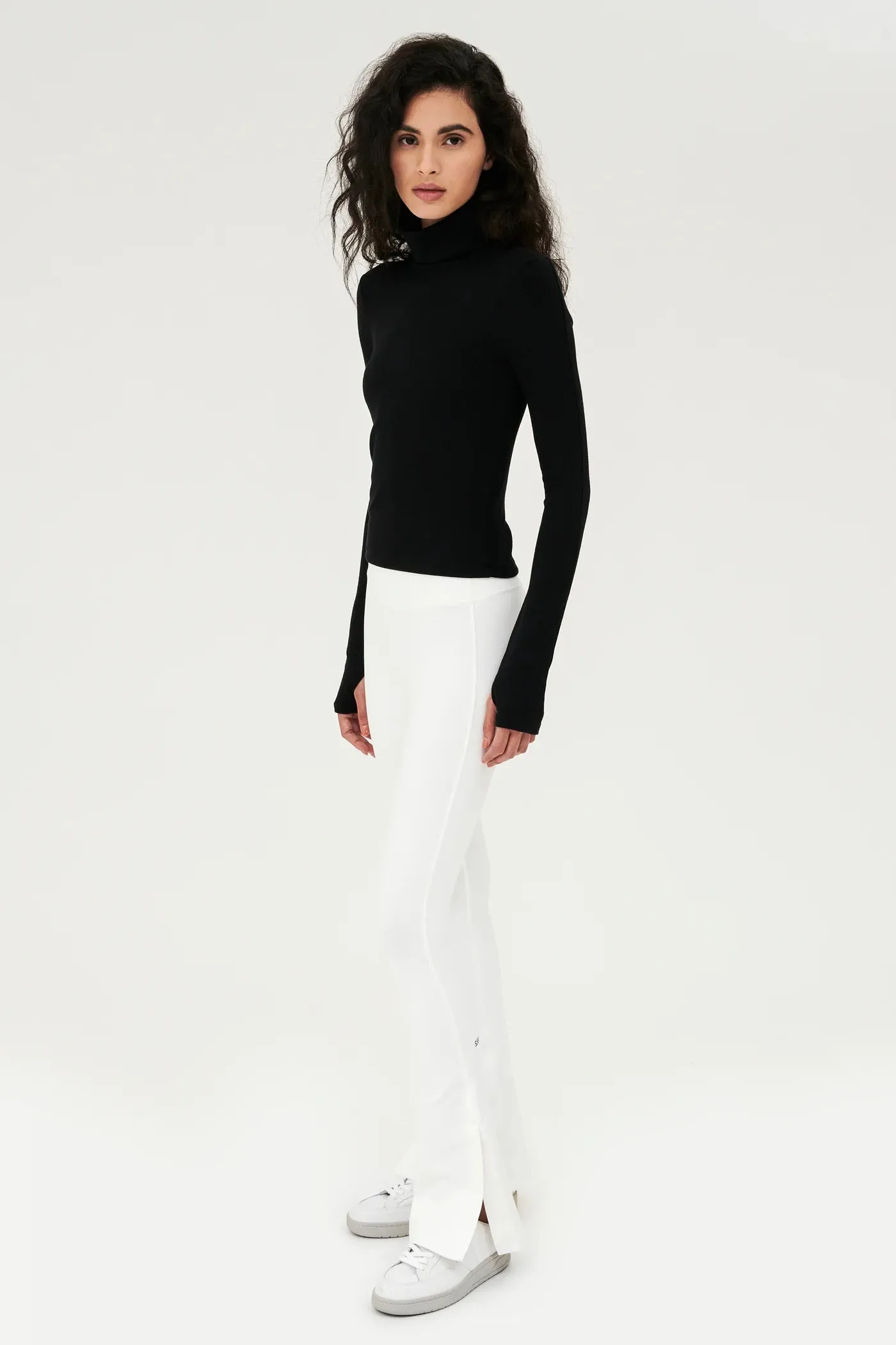 Raquel High Waist Flare w/ Split Hem in White