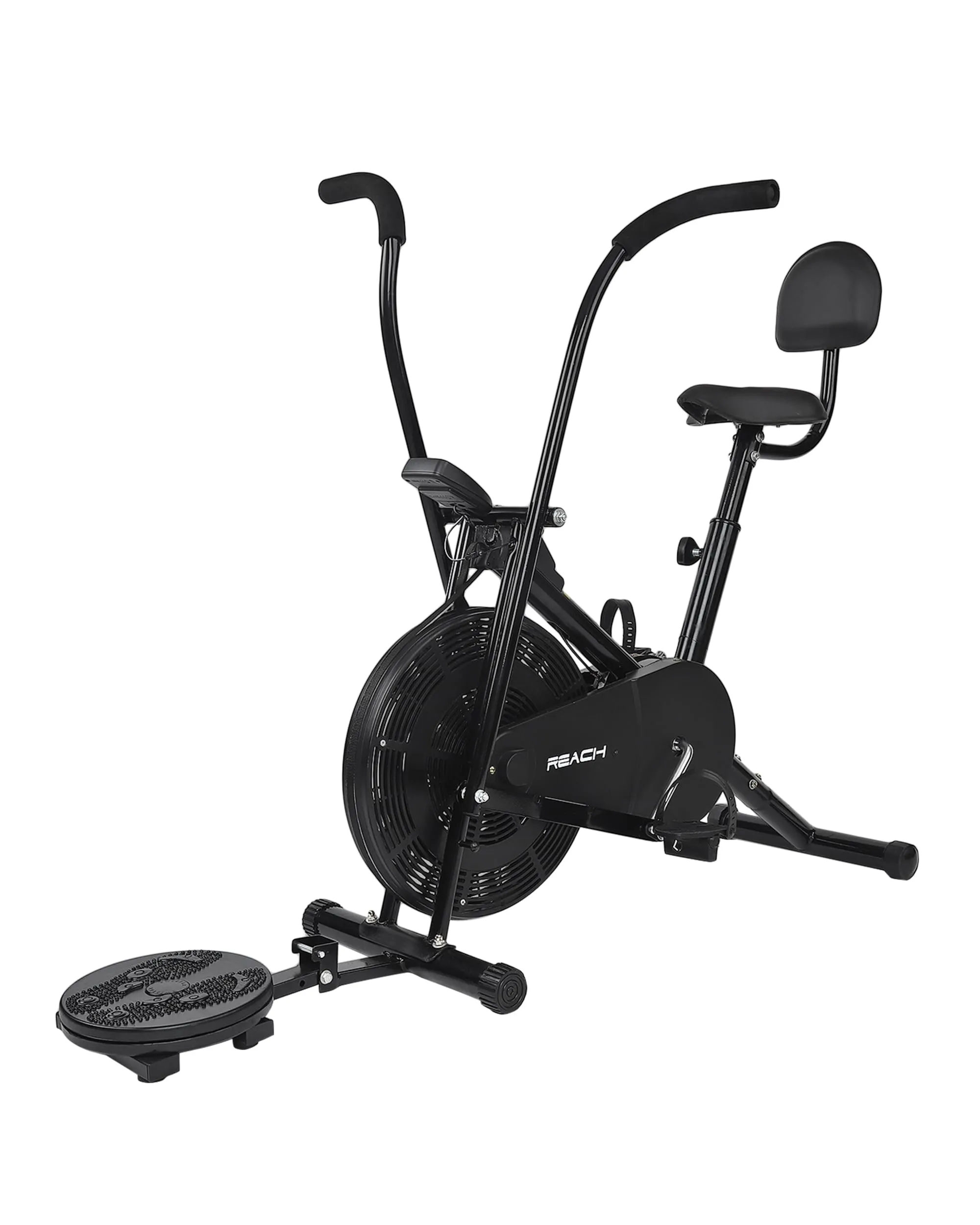 Reach AB-110 BST Air Bike Exercise Cycle with Moving or Stationary Handle | with Back Support Seat & Twister | Adjustable Knob Resistance | Exercise Gym Cycle for Home Workout & Fitness