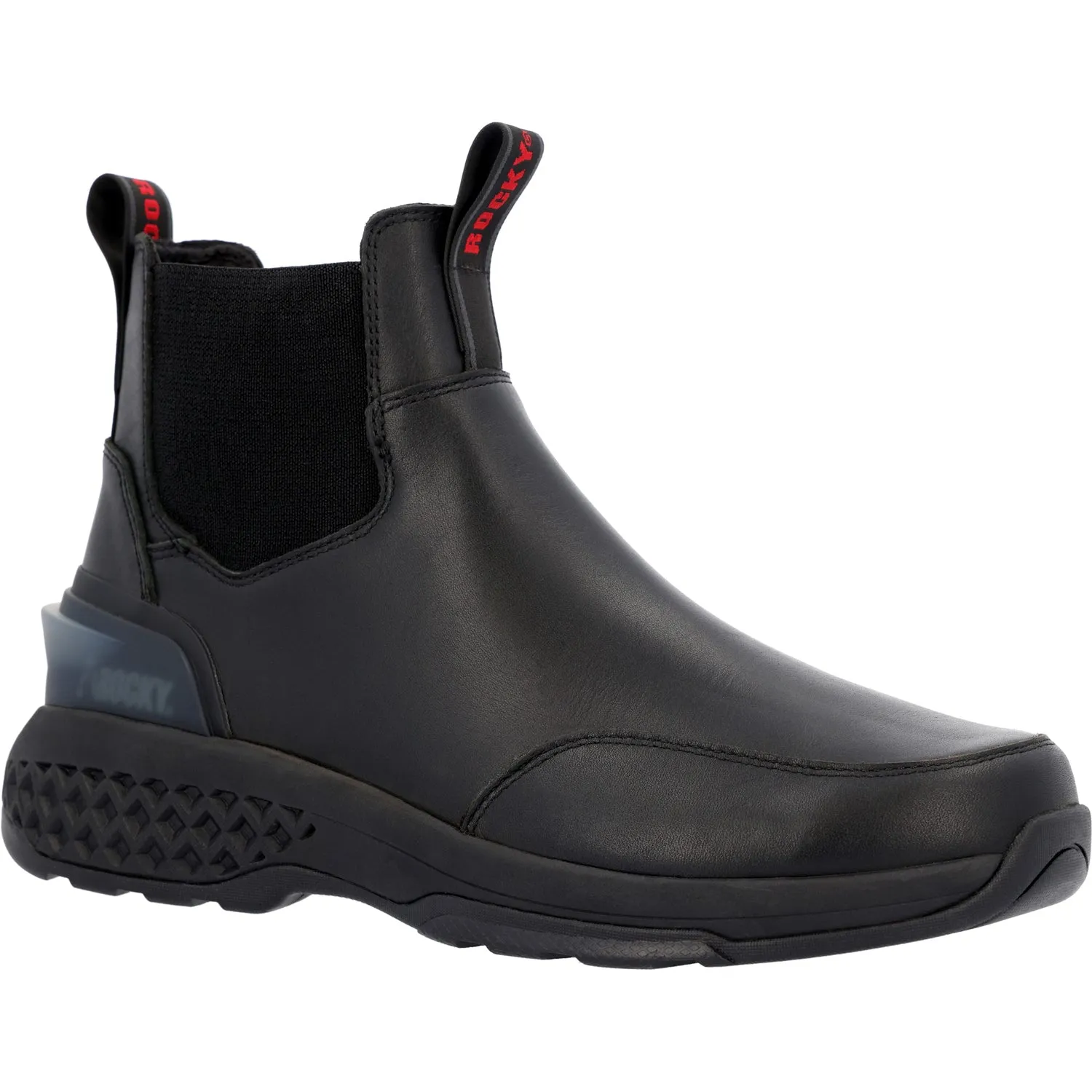 Rocky Mens Code Red Station Black Leather Work Boots