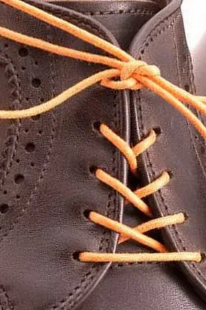 Round Orange Waxed Cotton Shoelaces