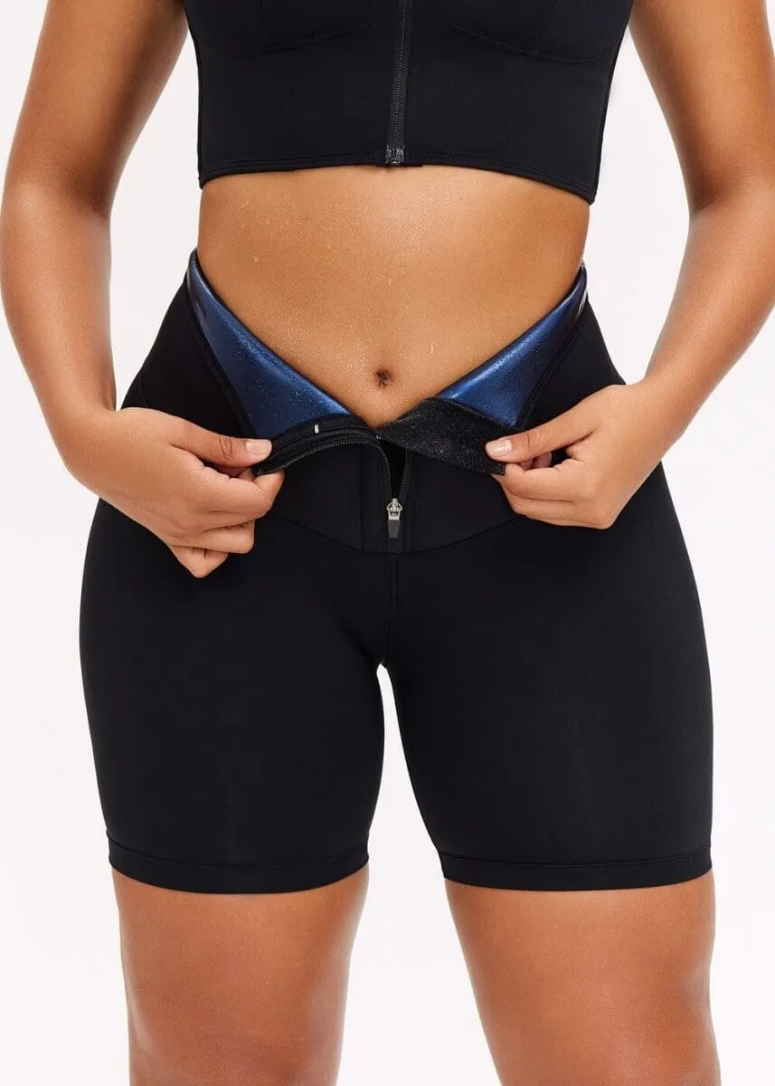 SaunaSculpt Zip Workout Shorts