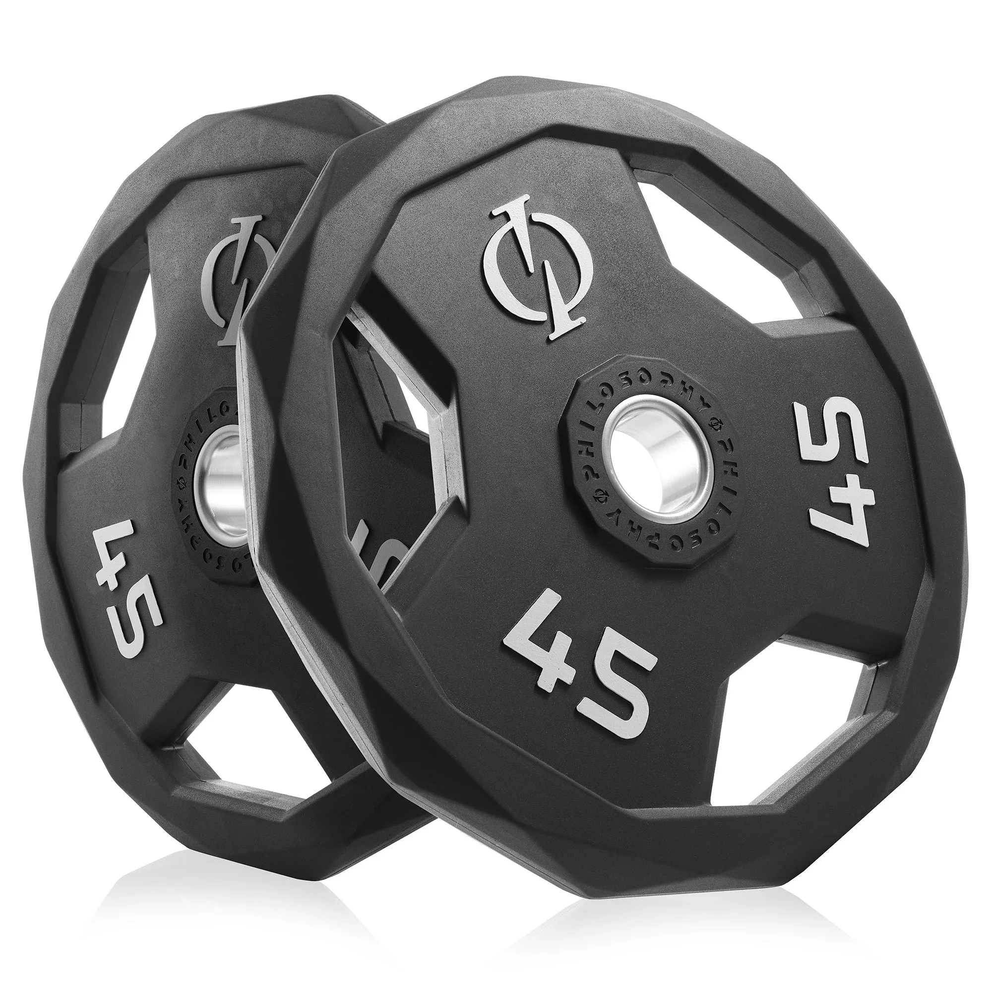 Set of 2 Rubber Coated Olympic Grip Weight Plates Black