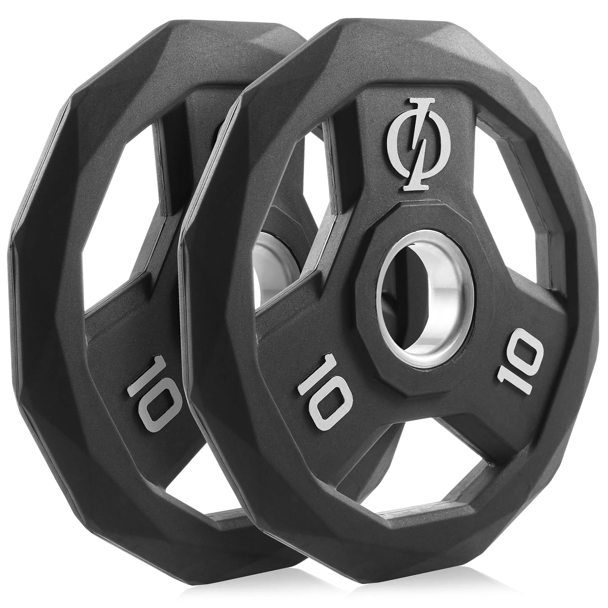 Set of 2 Rubber Coated Olympic Grip Weight Plates Black