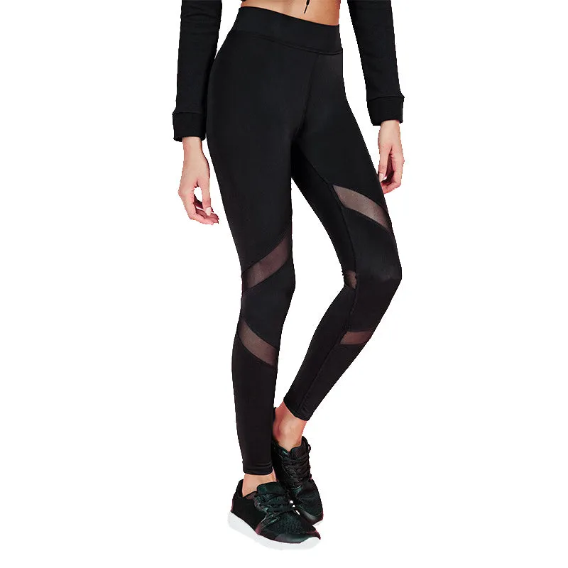 Sexy Meshed Patchwork Workout Set Legging   Long Sleeve