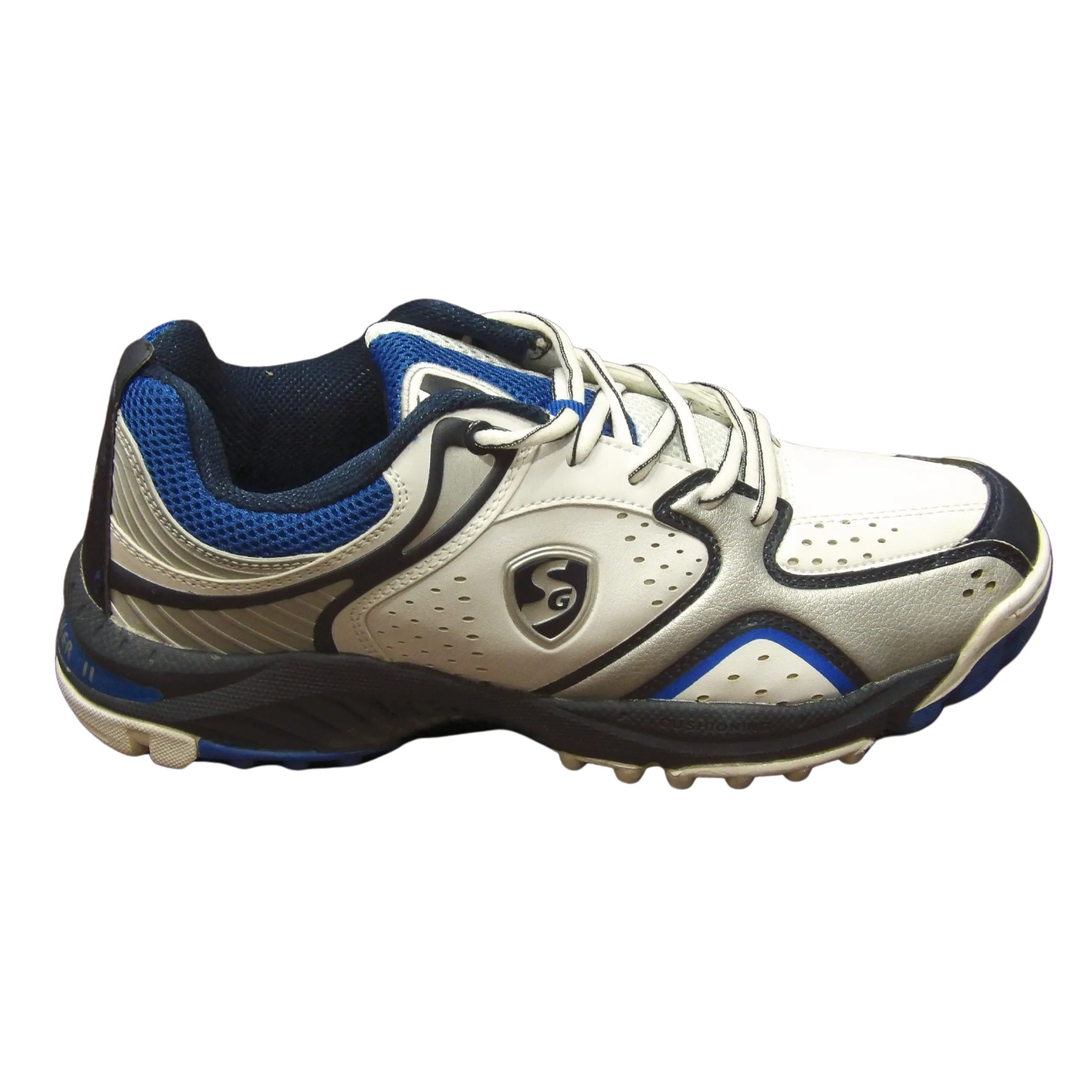 SG Cricket Shoes, Striker-II - White/Silver/Blue