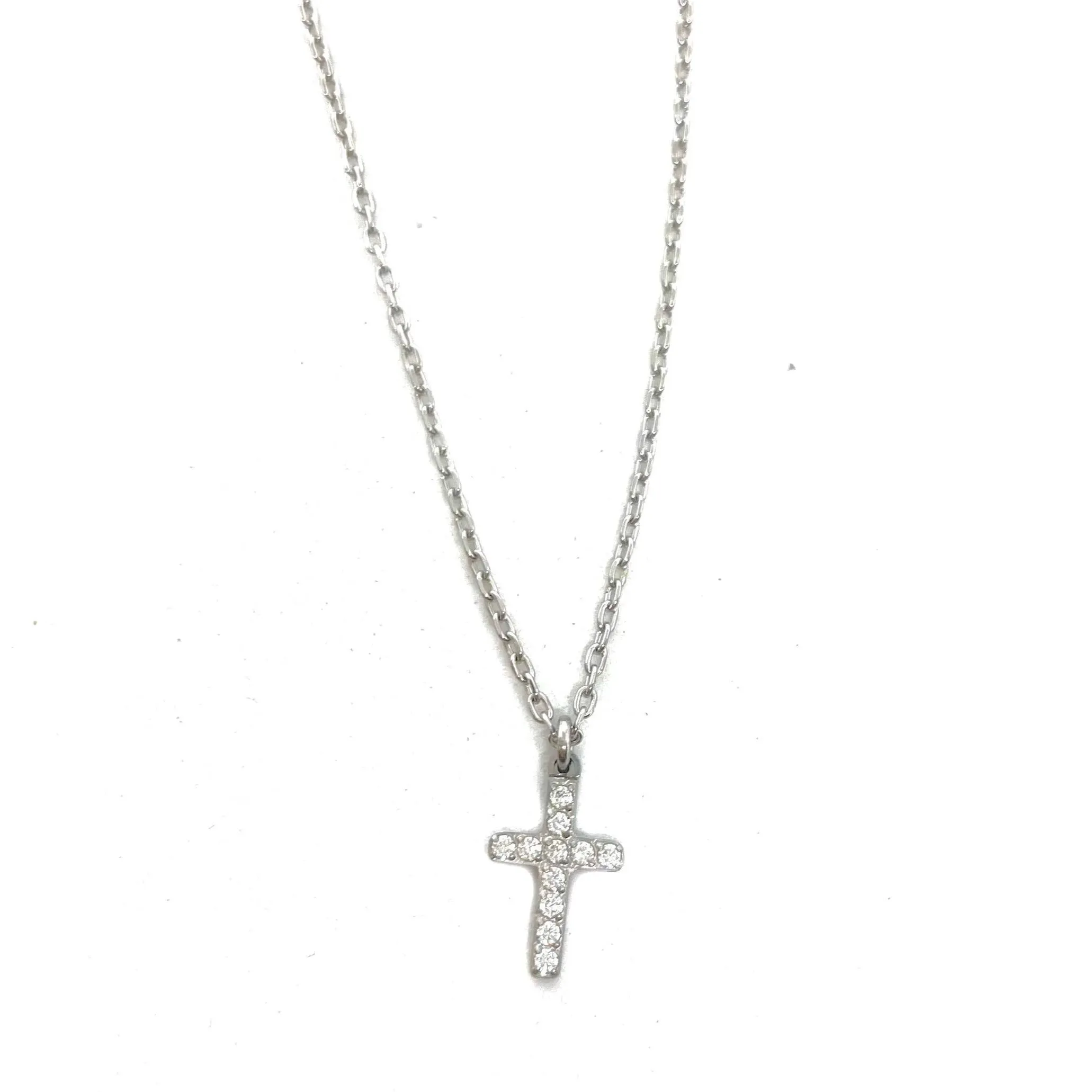 Silver Crystal Cross Necklace- Waterproof