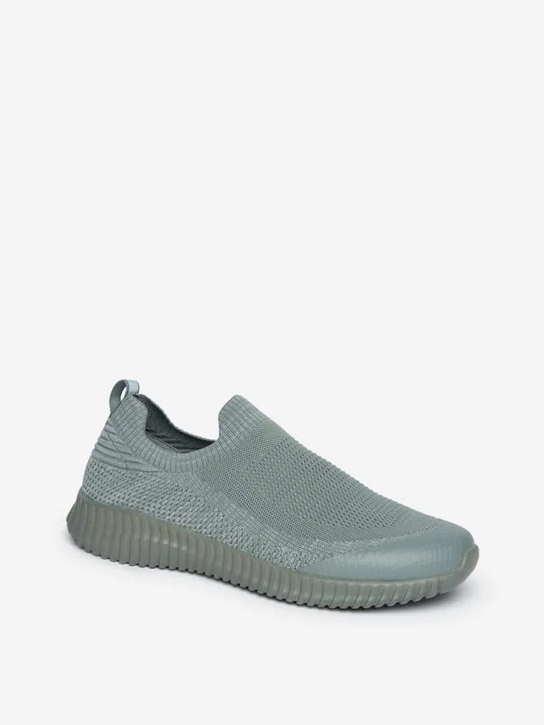 SOLEPLAY Green Knit Pattern Slip-On Shoes