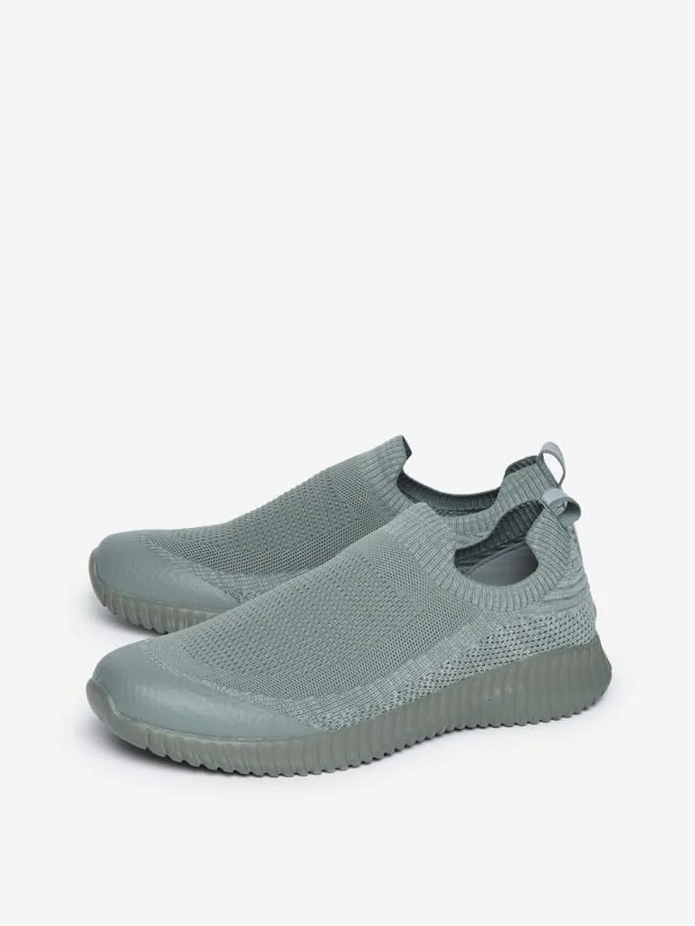 SOLEPLAY Green Knit Pattern Slip-On Shoes