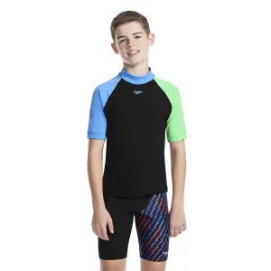 Speedo Jnr Boys SS Suntop Black/Picton Blue/Harlequin Green