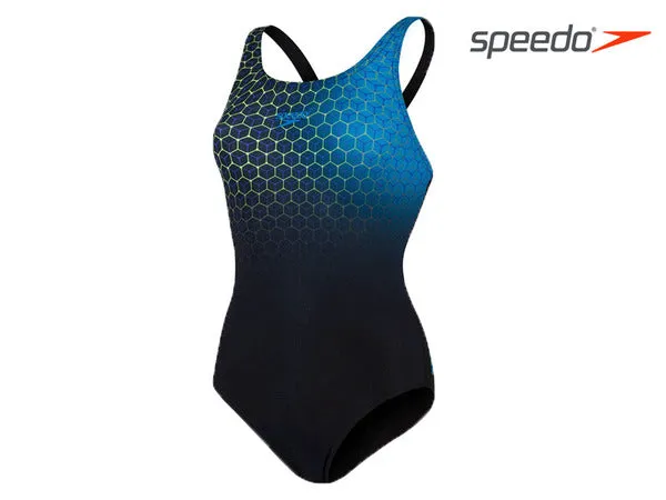 Speedo Placement Medalist Ladies Swimsuit (Black/Blue)