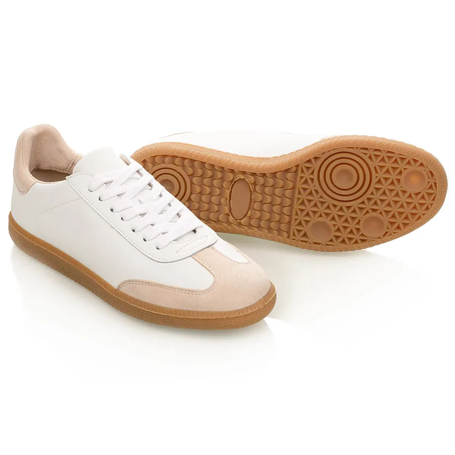 Sporty Trainer - White/Beige Suede