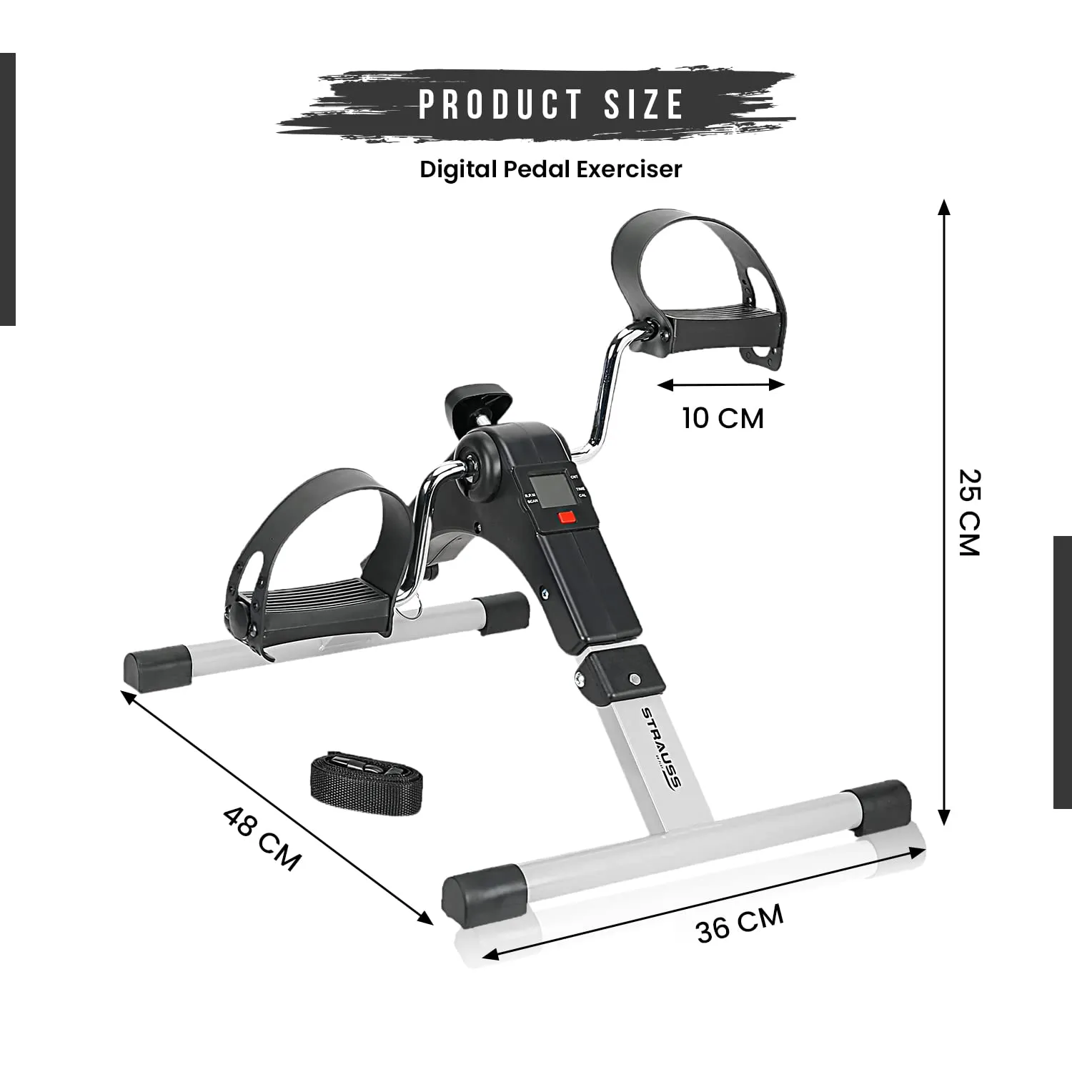 Strauss Digital Pedal Exerciser |Along with Adjustable Resistance and LCD Display | Portable and Foldable Mini Fitness Cycle | Suitable for Light Exercise of Legs & Arms, and Physiotherapy at Home