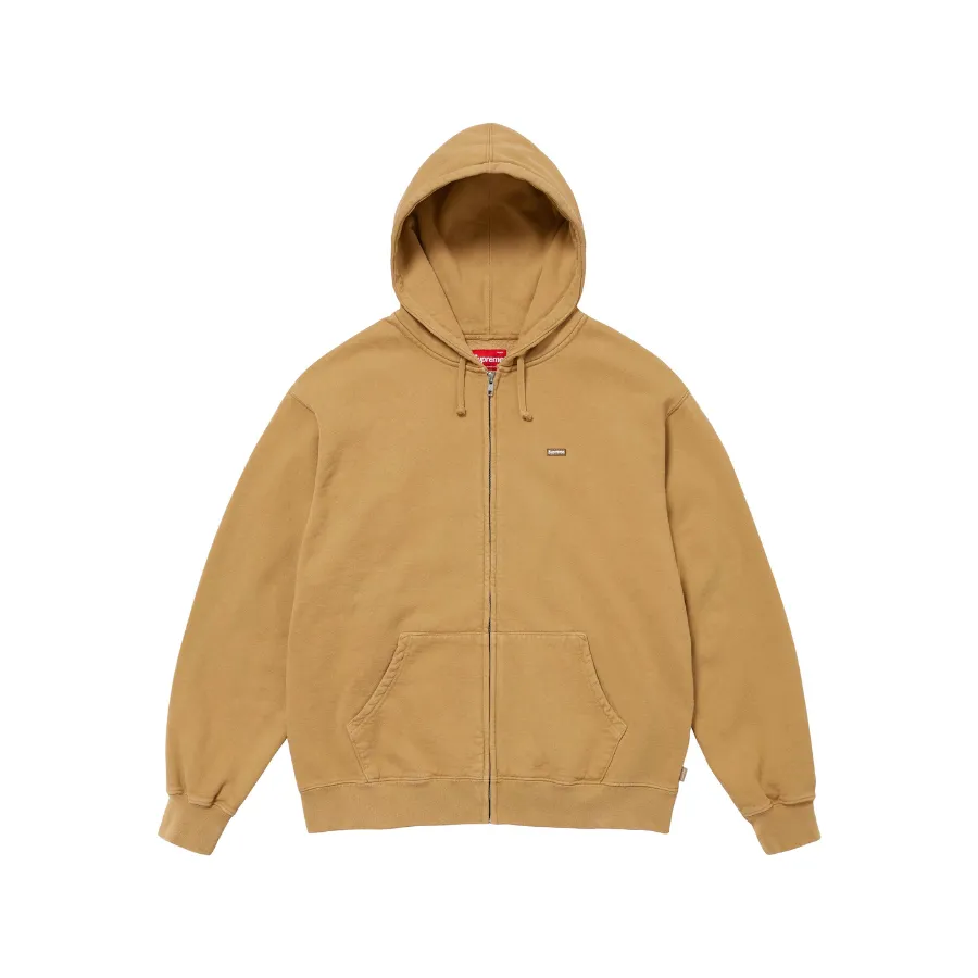 Supreme Overdyed Small Box Zip Up Hooded Sweatshirt Sand