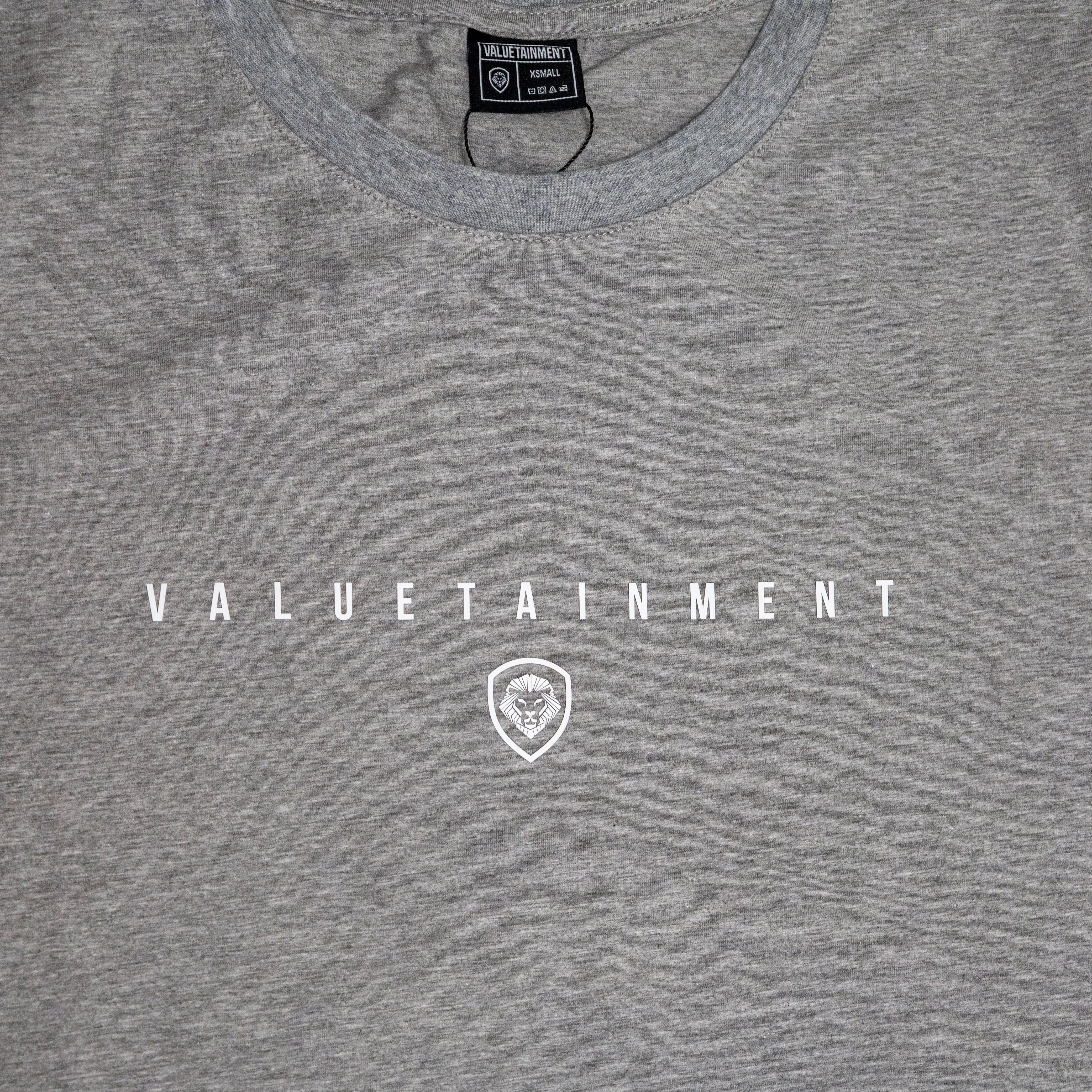 Valuetainment Premium Grey Curved hem Short Sleeve T-Shirt