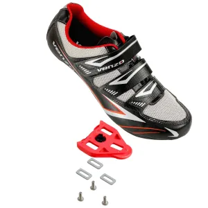 Venzo Bicycle Men's Road Cycling Riding Shoes - 3 Straps - Compatible with Look Delta & for Shimano SPD-SL - Perfect for Road Racing Bikes - Black - 9 US Men