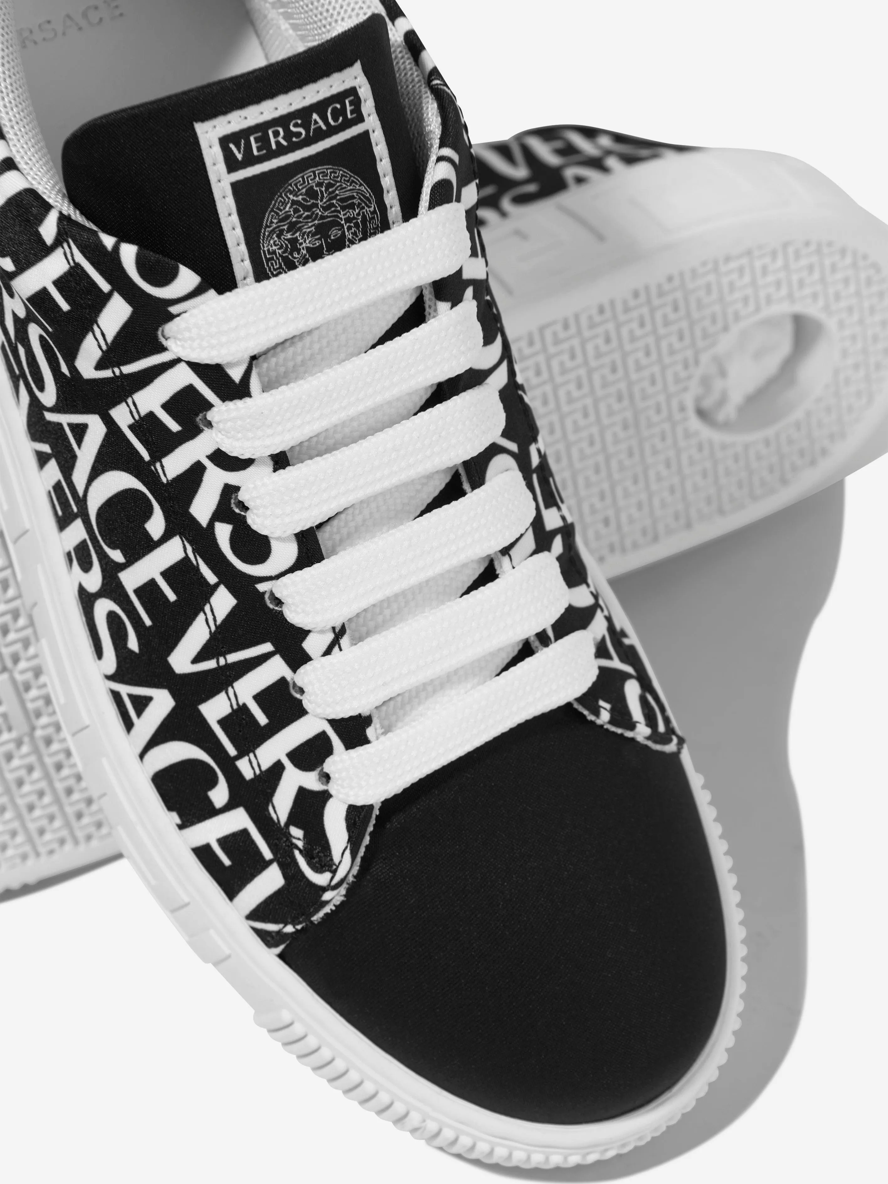 Versace Kids La Greca Logo Trainers in Black