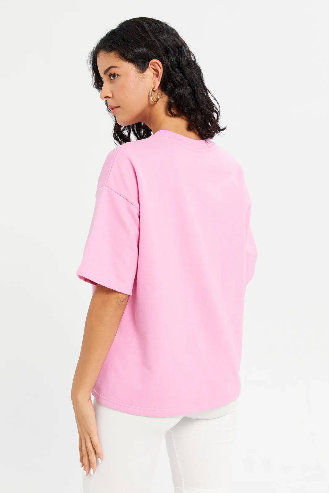 Woman Pink Printed Active Top