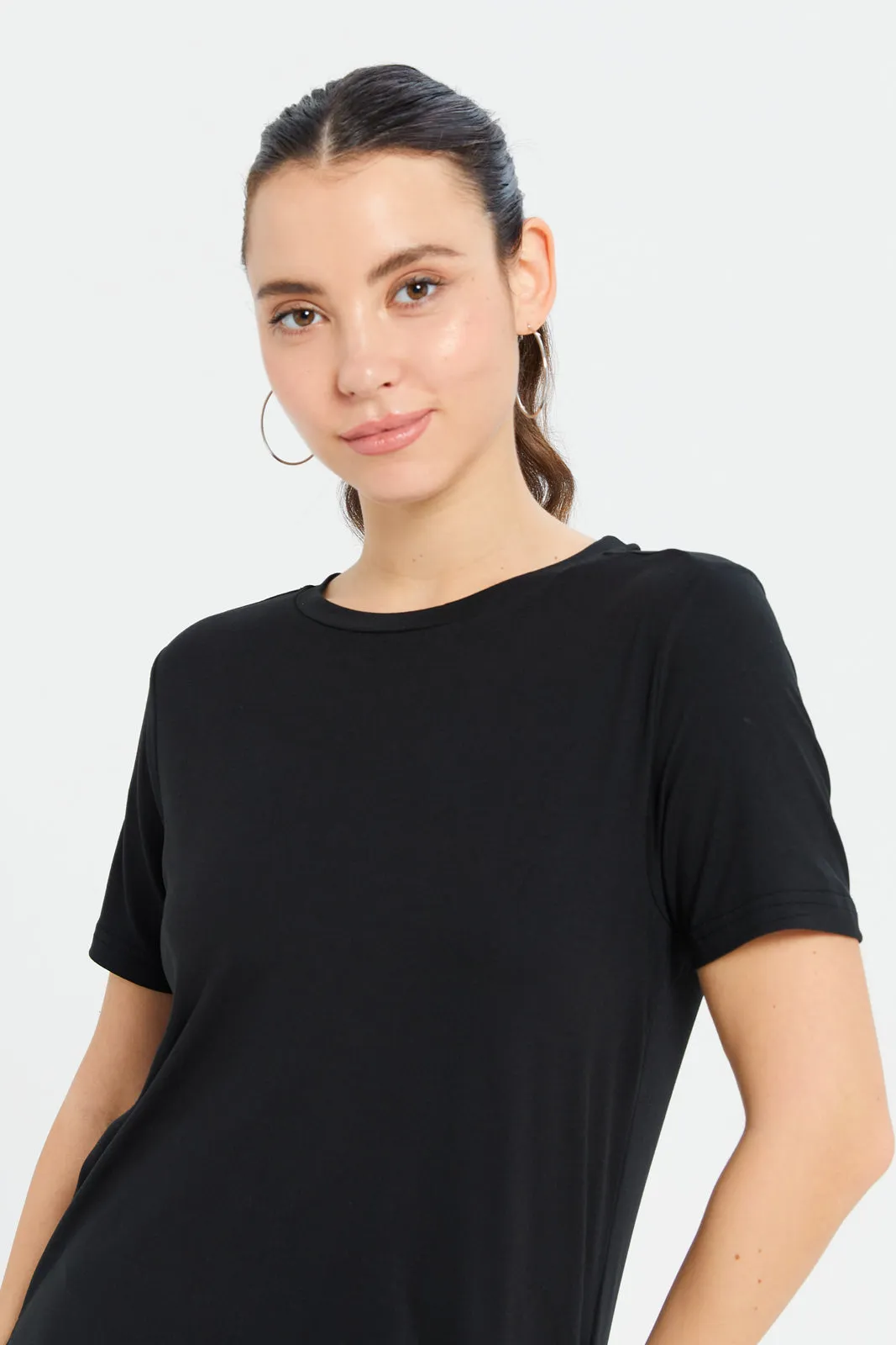 Women Black Performance Active T-Shirt