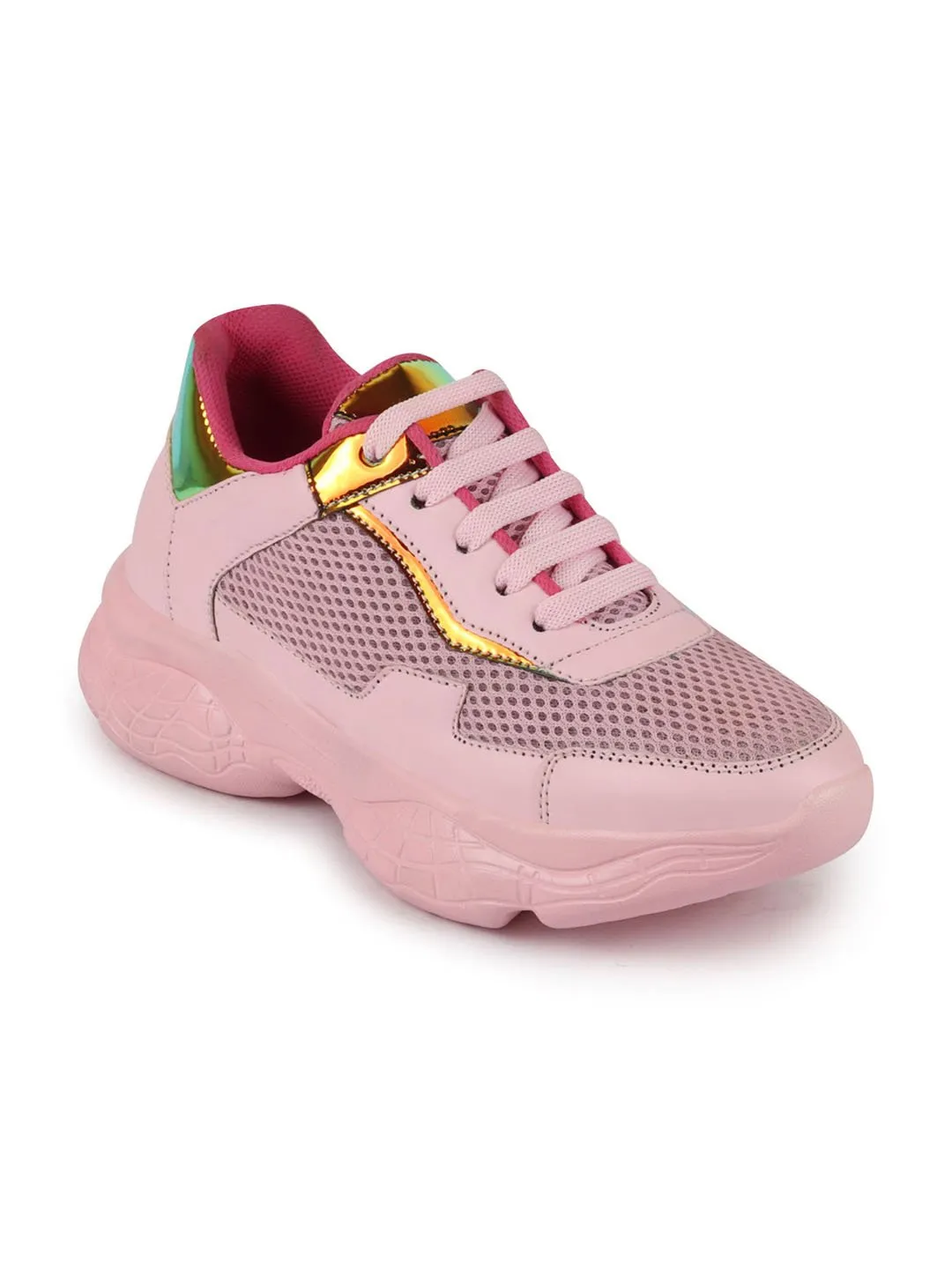 Women Pink Sports & Outdoor Lace Up Running Shoes