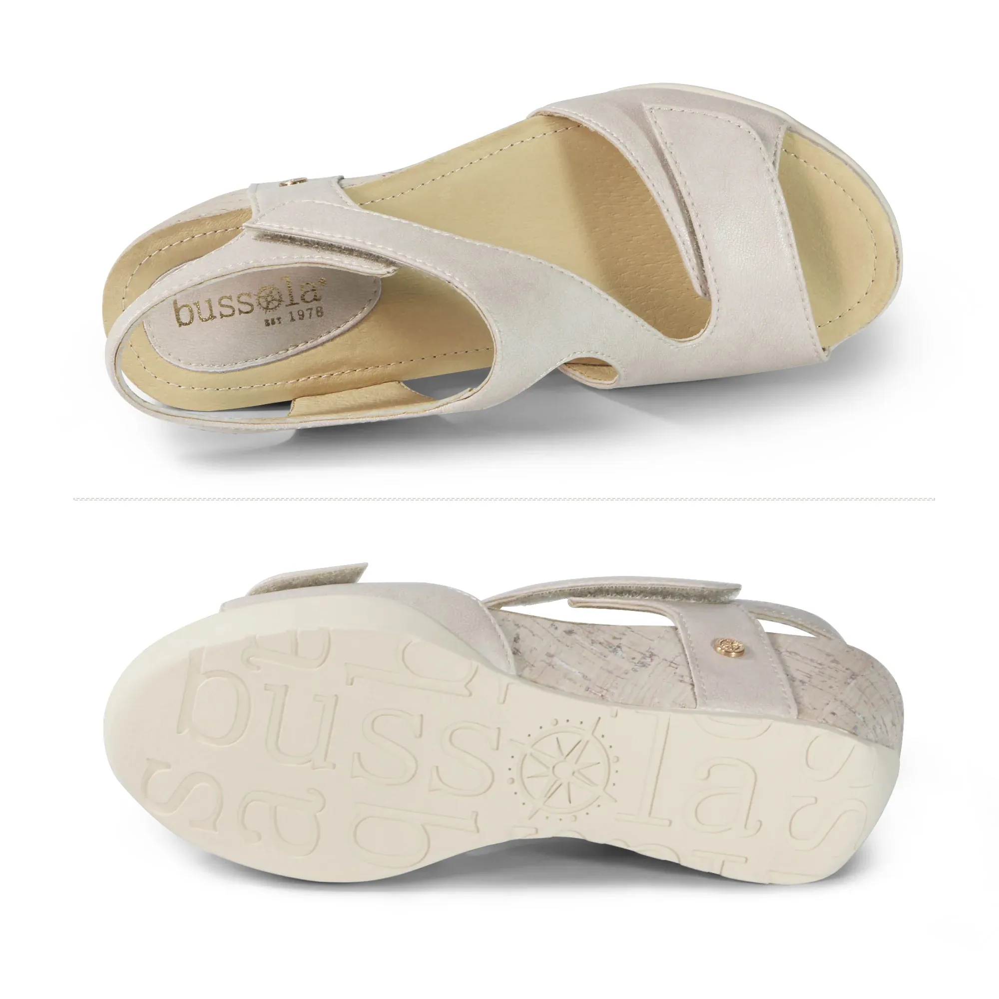 Women's Bussola Nicky Wedge Sandal Color: Ivory