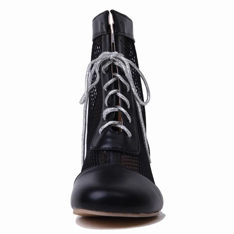 Women's Hollow Out Block Heels Short Boots