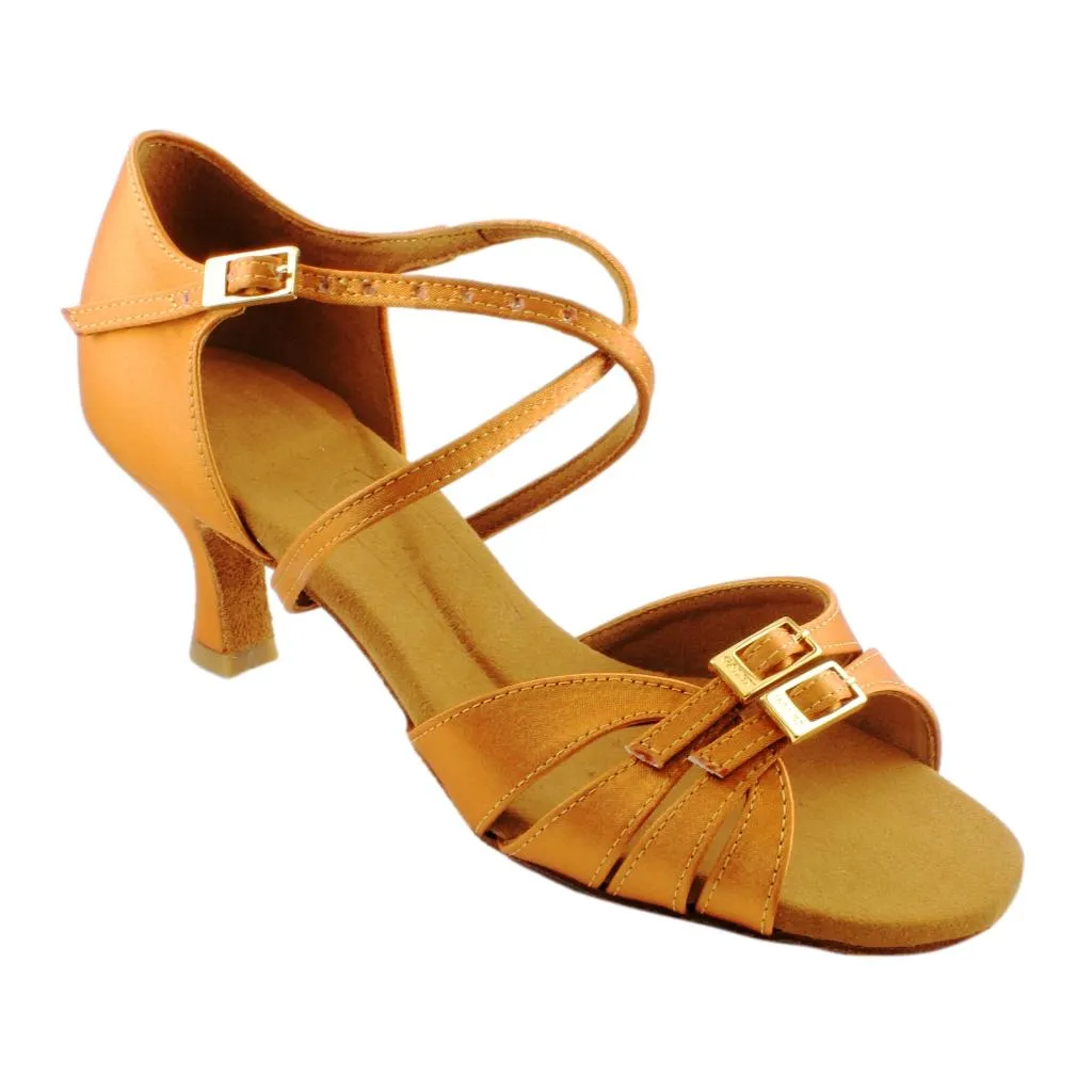 Women's Latin Dance Shoes, 2274 Tatiana, Gold Cedar Satin, Heel 6cm Flare W