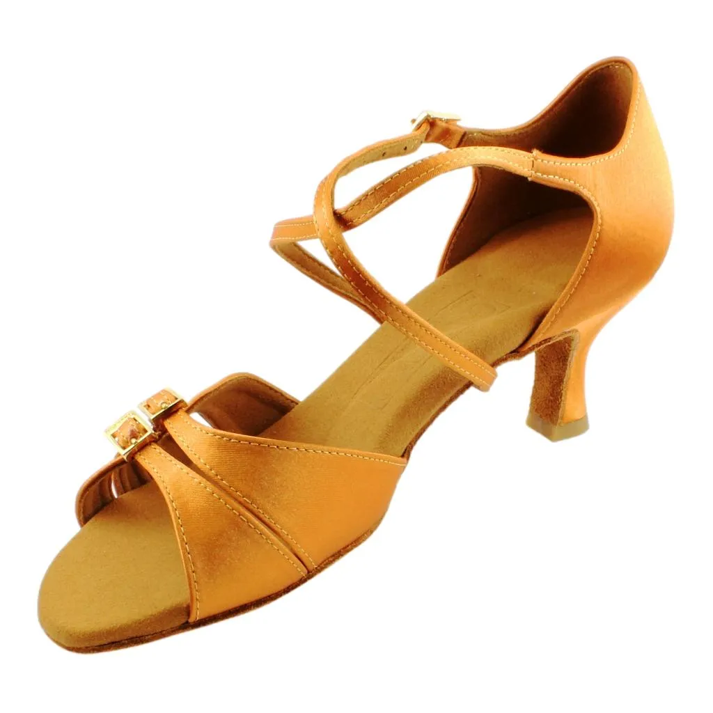 Women's Latin Dance Shoes, 2274 Tatiana, Gold Cedar Satin, Heel 6cm Flare W